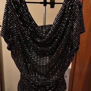 Avenue Elegant Black and Silver Top